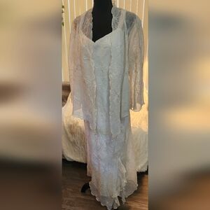 R&M Richards White Maxi Dress With Coverup